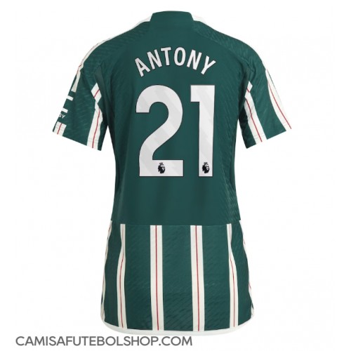 Camisa de time de futebol Manchester United Antony #21 Replicas 2º Equipamento Feminina 2023-24 Manga Curta
